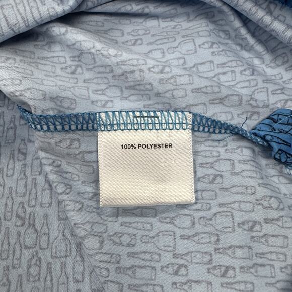 Peter Millar Featherweight Sz XXL Polo Shirt Reflection Bay Blue Beers Golf AOP - Picture 7 of 10